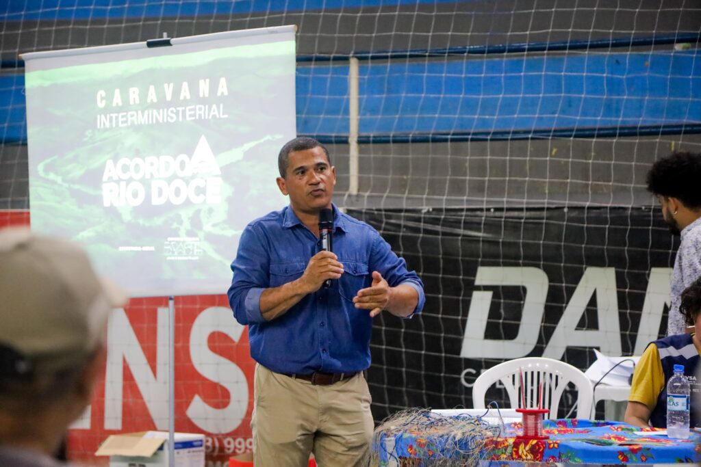 Miguelito Teixeira, atingido da cidade de Conselheiro Pena, durante Caravana Interministerial de Aimorés (MG). Foto: Nívea Magno / MAB