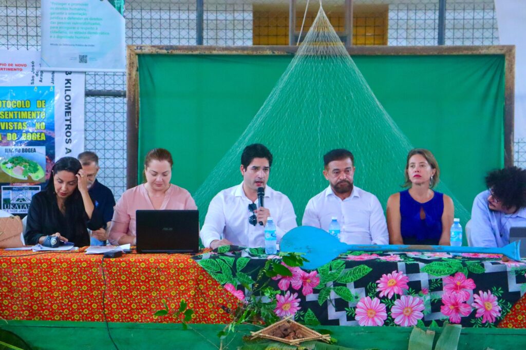 Juiz Federal André Luís Cavalcanti Silva, da 9ª Vara Federal Ambiental e Agrária na audiência. Foto: Jordana Ayres / MAB Amazônia