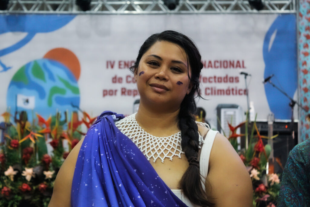 Moñeka Dioro é das Ilhas Marianas e representa sozinha todo a Oceania no IV Encontro Internacional. Foto: Joyce Silva / MAB