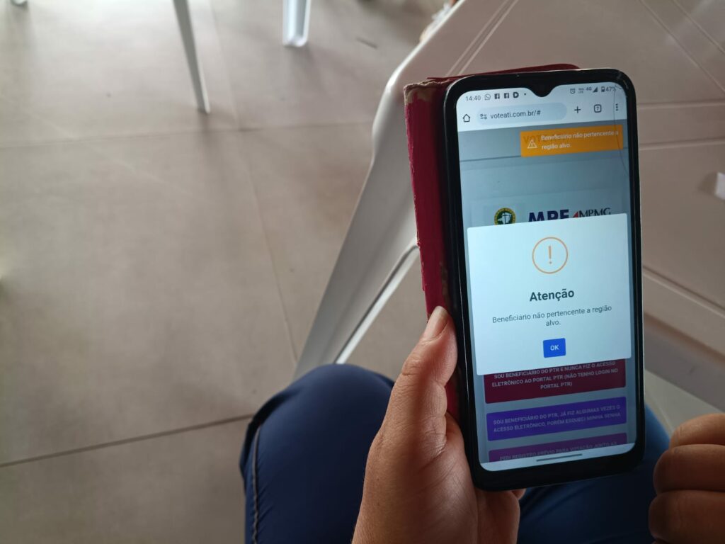 Foto evidencia erro no processo de votação online para assessoria técnica na Bacia do Paraopeba. Foto: João Lopes