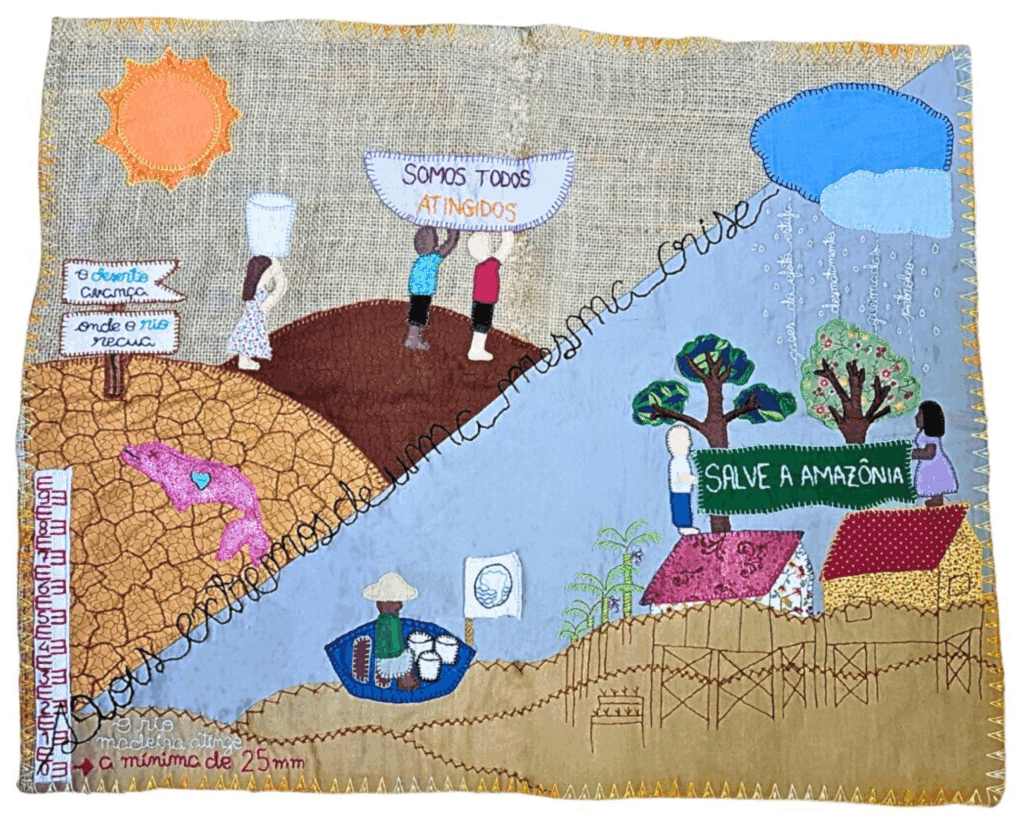 Arpillera: Dois extremos de uma mesma crise, das mulheres atingidas do MAB em Belém (PA). Foto: Arquivo MAB