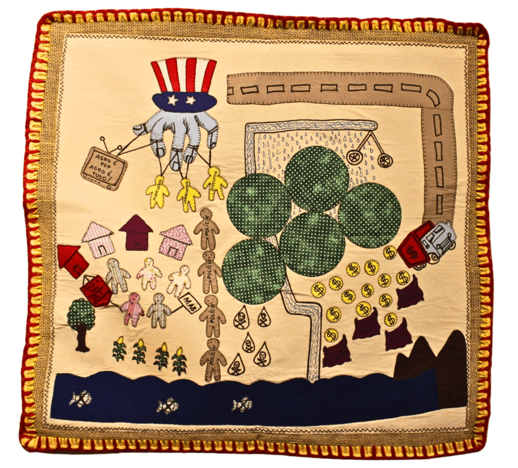 Arpillera: Privatização da água na natureza, das mulheres atingidas do MAB pelos Projetos de PCHs na região oeste da Bahia. Foto: Arquivo MAB