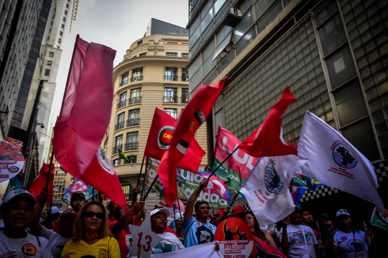 Brigada de Agitação e Propaganda Lula presidente 2022 em São Paulo. Foto: Elieudo Meira (Chokito)