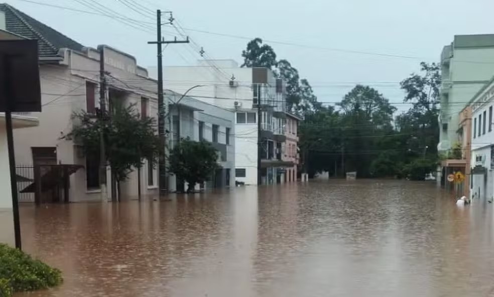 Cidade de Roca Sales (RS) atingida pelas enchentes em 2024. Foto: Prefeitura de Roca Sales